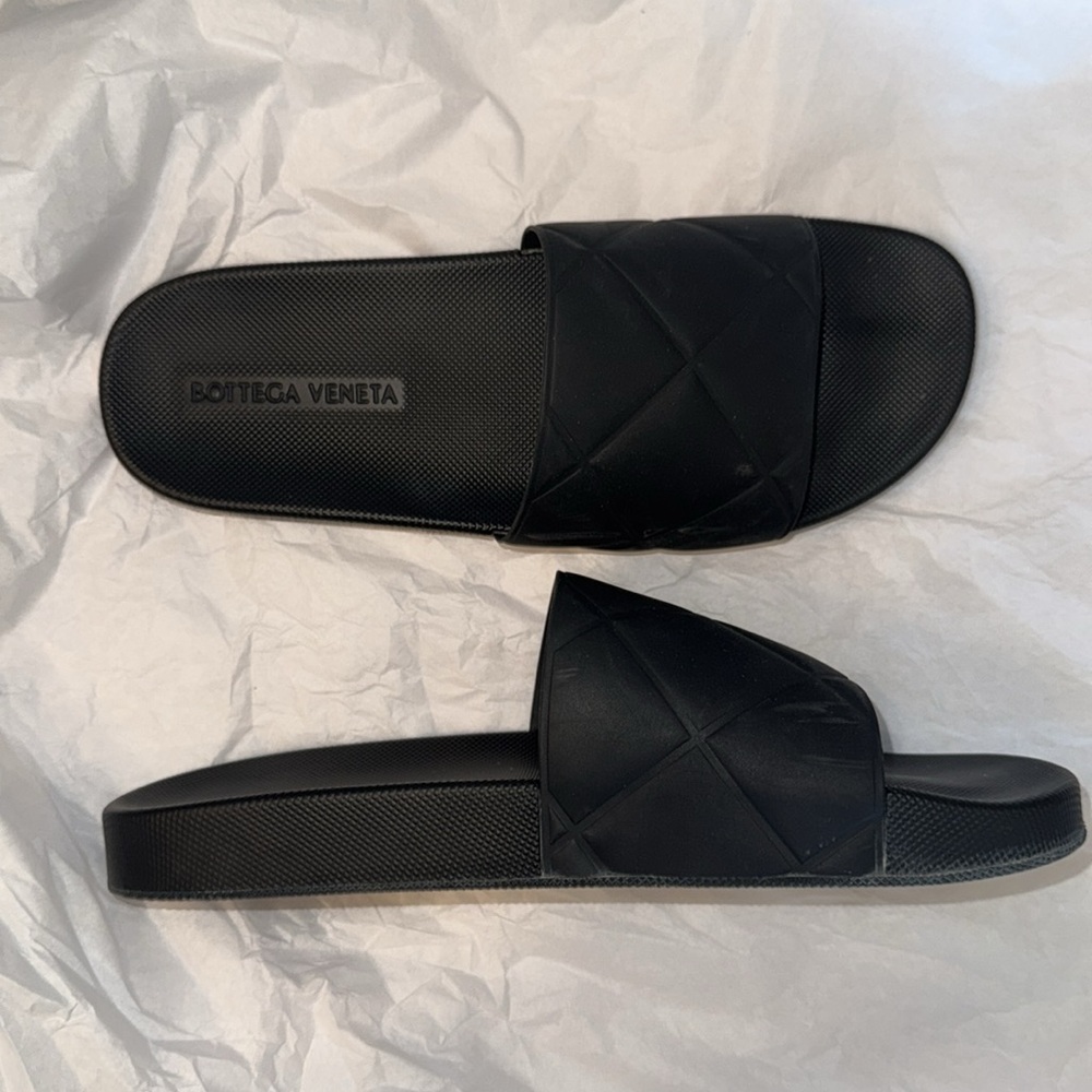 Bottega Veneta Vintage Black Quilted Rubber Slides size 45 with dust bags - Picture 2 of 7